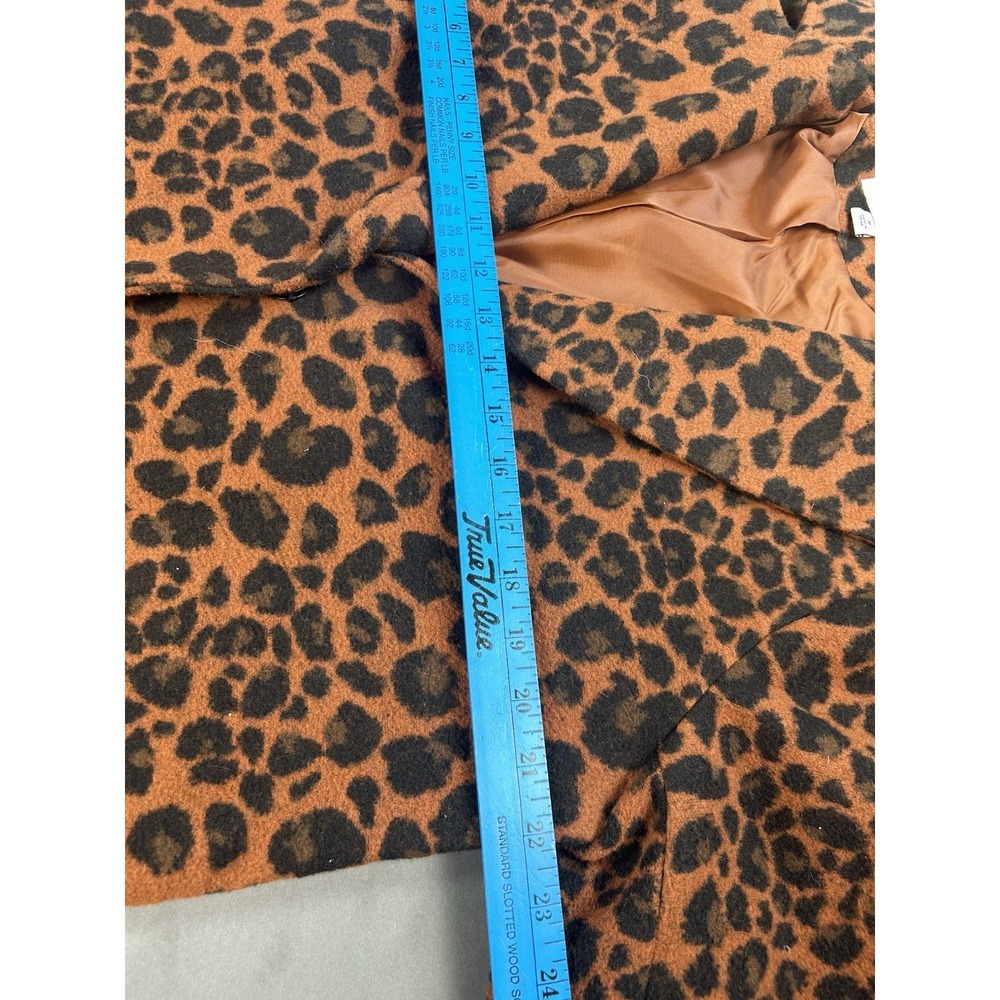 A New Day Women's Leopard Print Long Coat Size M Brown Black Snap Front Lined 45 - Picture 7 of 11